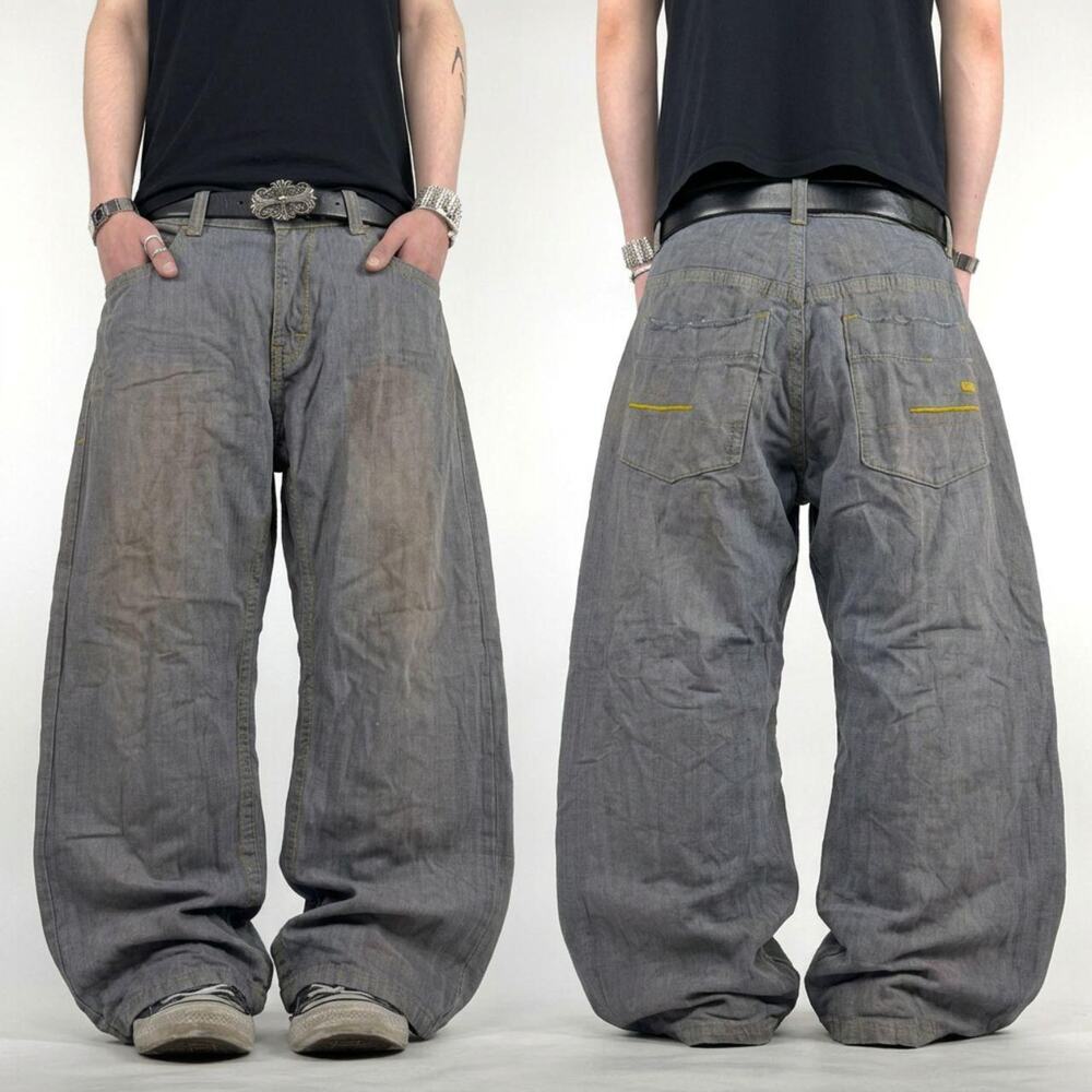 Vintage y2k embroidered grunge archive baggy wide leg brown rare jeans